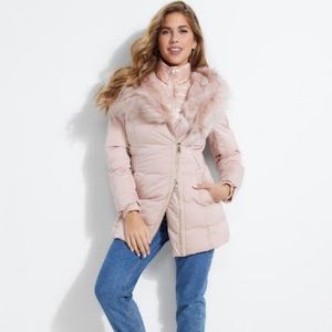 Guess joanna long puffer coat - blush pink